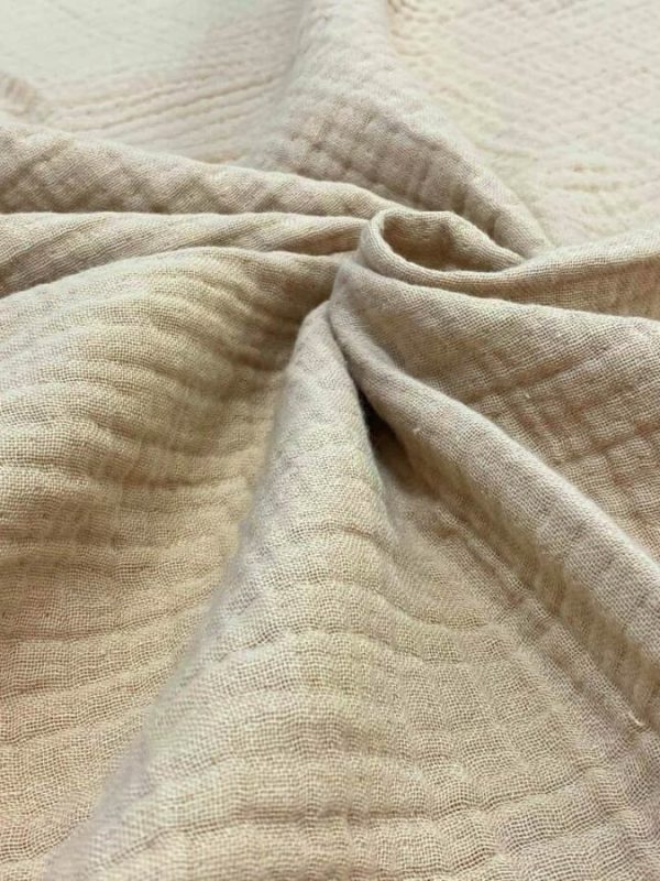 birlik1952 4 kat multi müslin crinkle kumaş muslin fabric bej