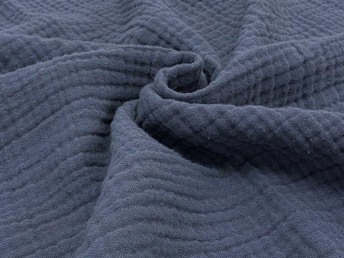 birlik1952 4 kat multi müslin crinkle kumaş muslin fabric indigo mavi