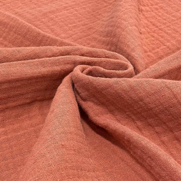 birlik1952 4 kat multi müslin crinkle kumaş muslin fabric terracota kiremit