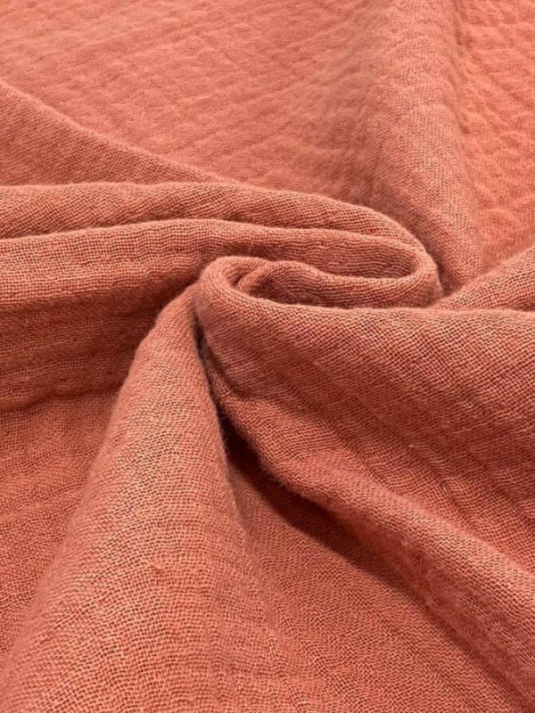 birlik1952 4 kat multi müslin crinkle kumaş muslin fabric terracota kiremit