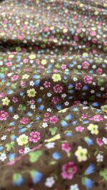 birlik1952 poplin kumaş basma sümerbank çıtır çiçek kumaş bandana kumaşı fabric cotton whosale blossom kahve brown