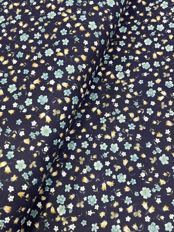 birlik1952 poplin kumaş basma sümerbank çıtır çiçek kumaş bandana kumaşı fabric cotton whosale blossom lacivert turkuaz