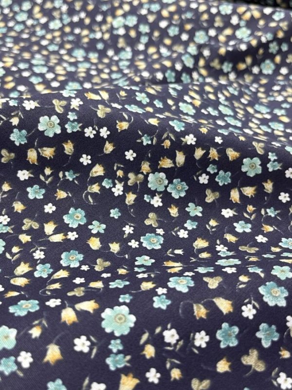 birlik1952 poplin kumaş basma sümerbank çıtır çiçek kumaş bandana kumaşı fabric cotton whosale blossom lacivert turkuaz