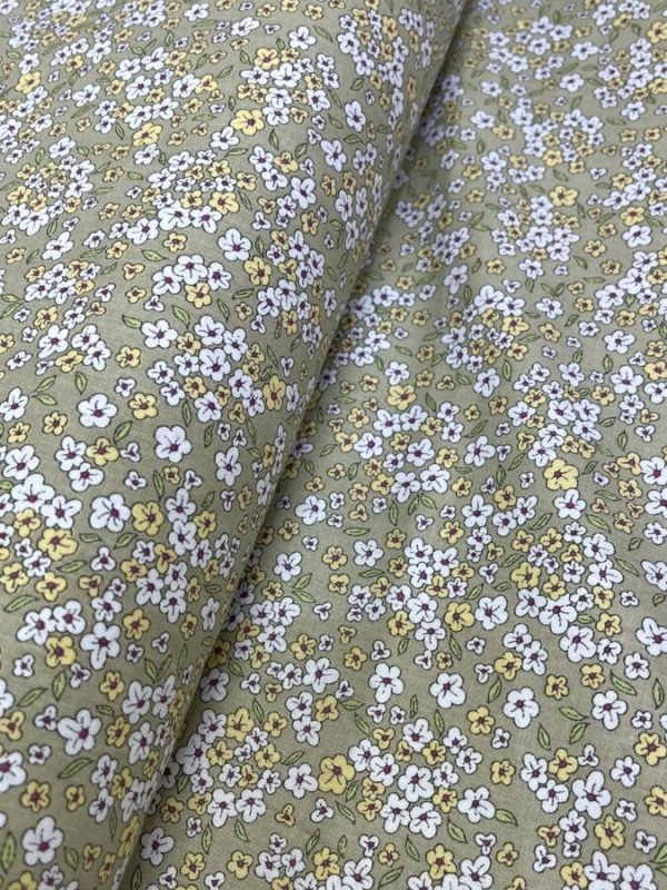 birlik1952 poplin kumaş basma sümerbank çıtır çiçek kumaş bandana kumaşı fabric cotton whosale blossom sarı beyaz