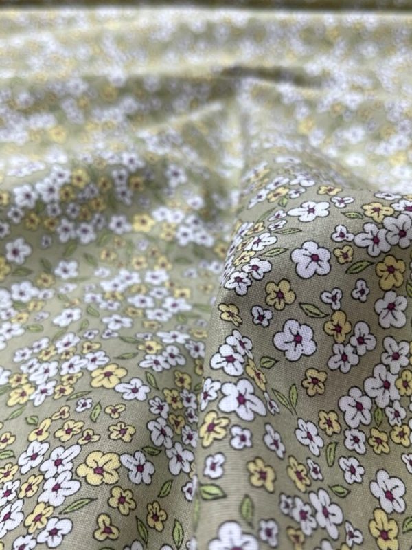 birlik1952 poplin kumaş basma sümerbank çıtır çiçek kumaş bandana kumaşı fabric cotton whosale blossom sarı beyaz