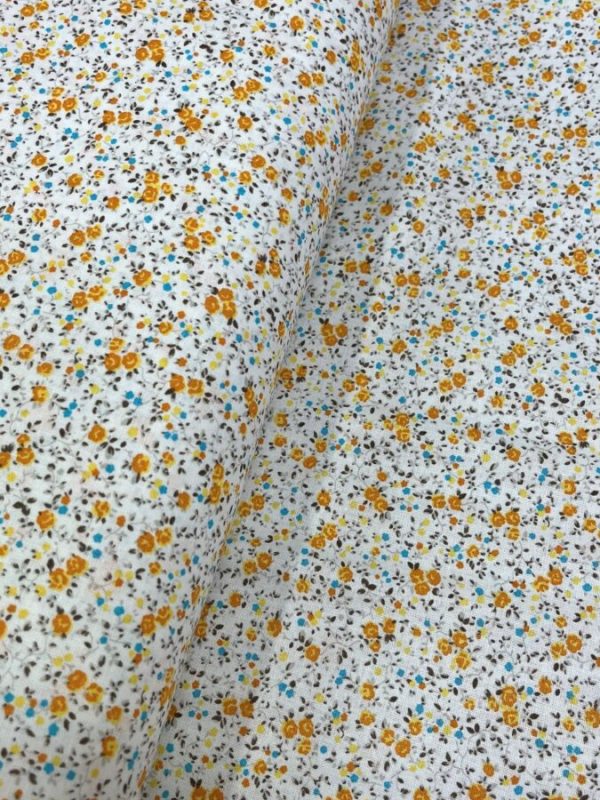 birlik1952 poplin kumaş basma sümerbank çıtır çiçek kumaş bandana kumaşı fabric cotton whosale blossom turuncu
