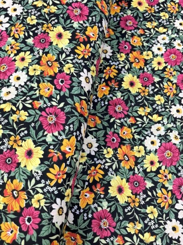 birlik1952 poplin kumaş basma sümerbank çıtır çiçek kumaş bandana kumaşı fabric cotton whosale blossom garden bahçe fuşya