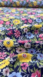 birlik1952 poplin kumaş basma sümerbank çıtır çiçek kumaş bandana kumaşı fabric cotton whosale blossom garden bahçe lacivert