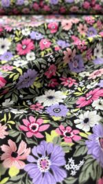 birlik1952 poplin kumaş basma sümerbank çıtır çiçek kumaş bandana kumaşı fabric cotton whosale blossom garden bahçe mor