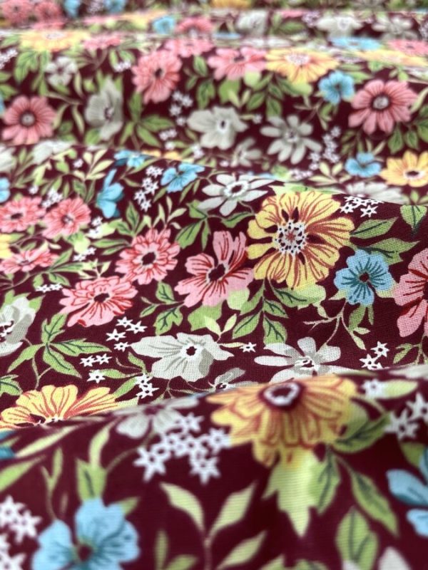 birlik1952 poplin kumaş basma sümerbank çıtır çiçek kumaş bandana kumaşı fabric cotton whosale blossom garden bahçe sarı yellow