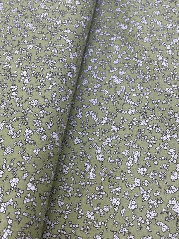 birlik1952 poplin kumaş basma sümerbank çıtır çiçek kumaş bandana kumaşı fabric cotton whosale kır bahçesi yeşil adaçayı