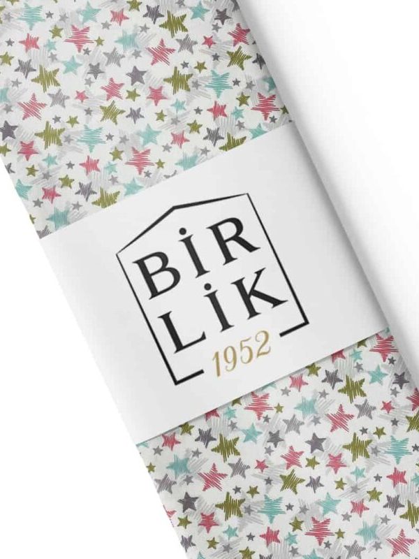 birlik1952 63 tel poplin akfil kumaş fabric metrelik nevresimlik çizgisel yıldız