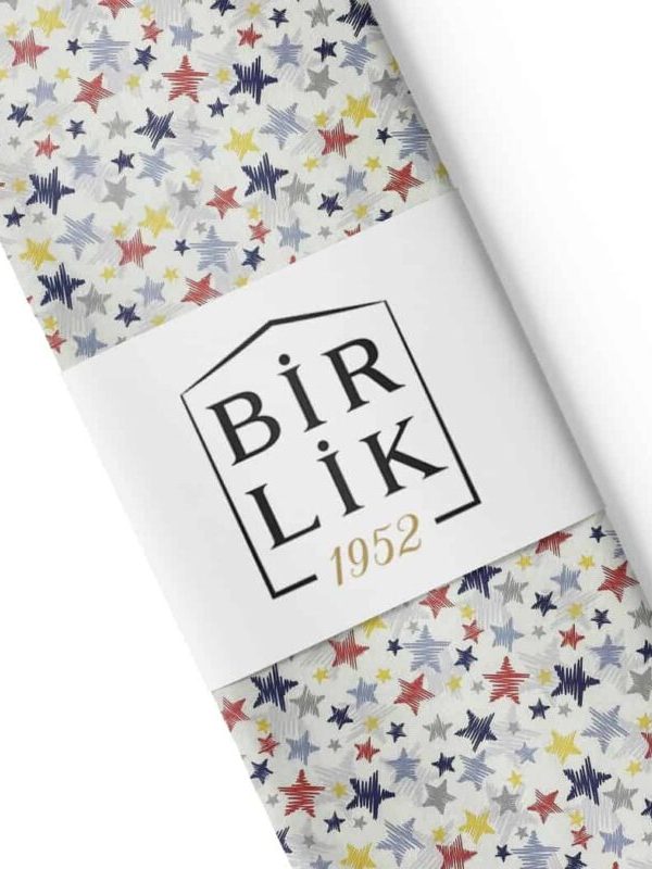 birlik1952 63 tel poplin akfil kumaş fabric metrelik nevresimlik çizgisel yıldız