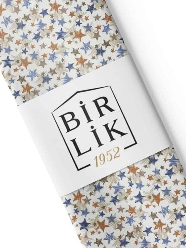 birlik1952 63 tel poplin akfil kumaş fabric metrelik nevresimlik çizgisel yıldız
