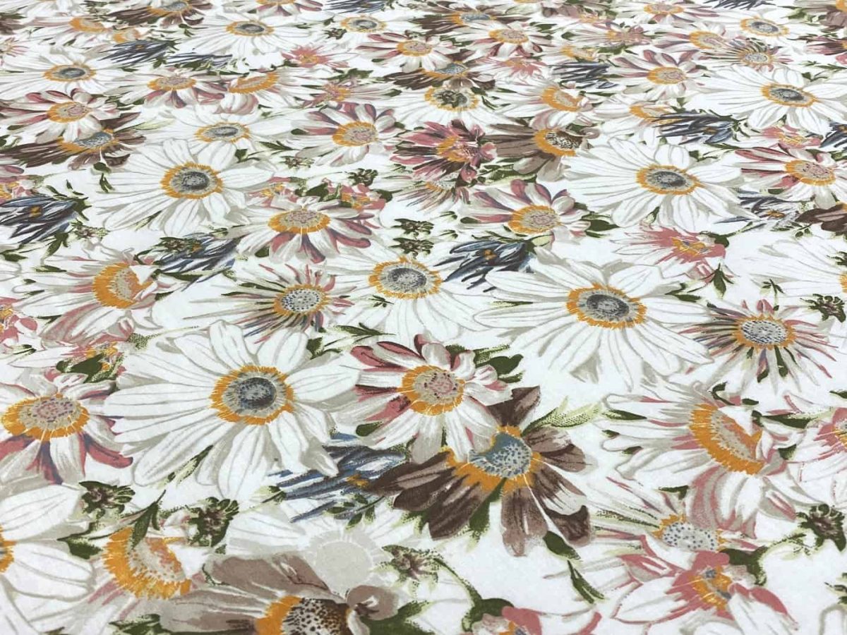 birlik1952 63 tel poplin akfil kumaş fabric metrelik nevresimlik papatya daisy