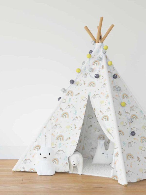 birlik1952 tekins kızılderili oyun çadırı bebek çocuk çadır tepee poplin rainbow