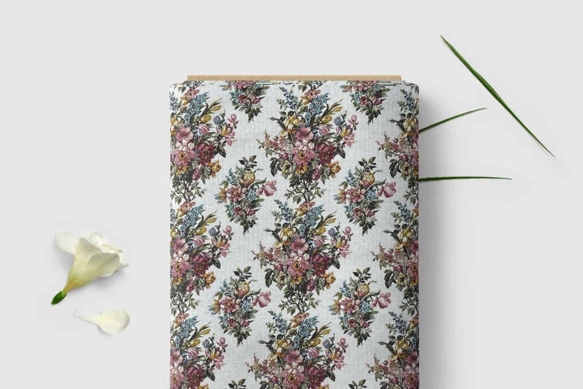 birlik1952 desenli pike kumaş fabric şakayık çiçeği flower