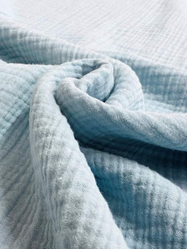 birlik1952 crinkle lunanino 4 kat müslin kumaş muslin fabric swaddle mavi