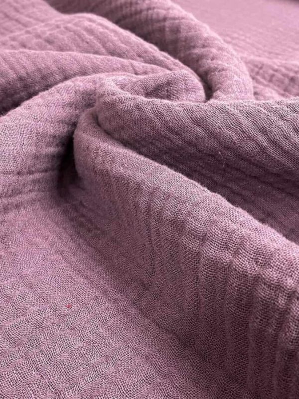 birlik1952 crinkle lunanino 4 kat müslin kumaş muslin fabric swaddle mürdüm gül kurusu