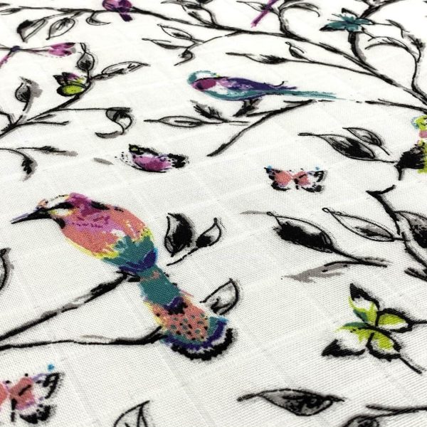 birlik1952 müslin kumaş muslin fabric meter metrelik baby balerin dallar kuşlar