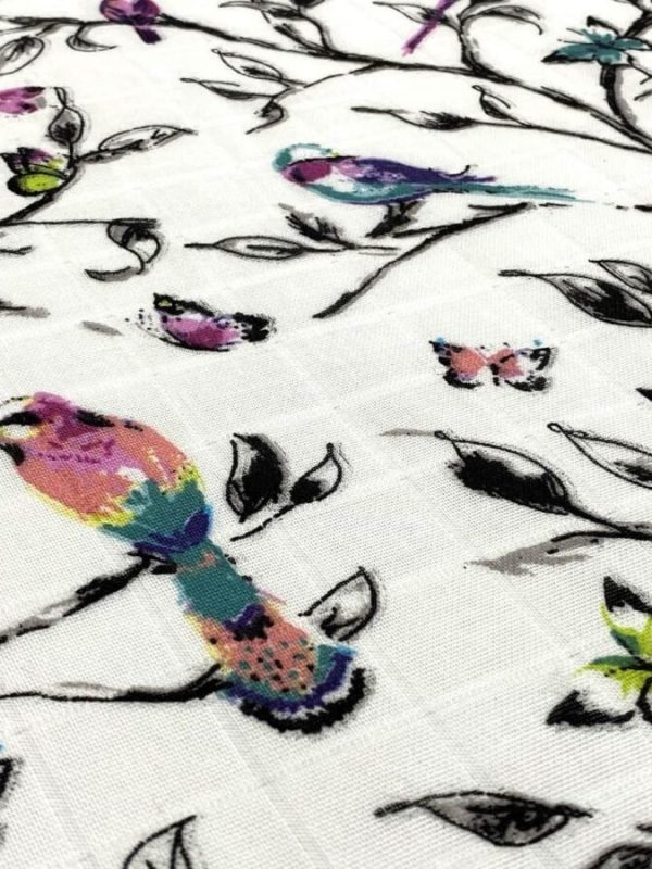 birlik1952 müslin kumaş muslin fabric meter metrelik baby balerin dallar kuşlar