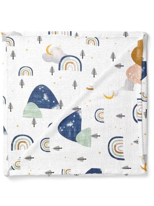 birlik1952 müslin kumaş muslin fabric baby swaddle blanket rainbow mavi