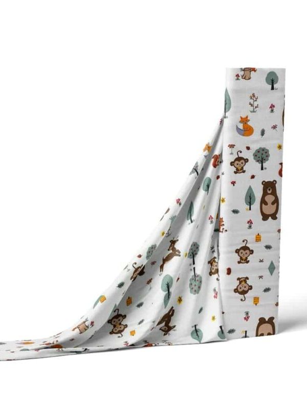 birlik1952 müslin kumaş muslin fabric meter metrelik orman ayı yeşil