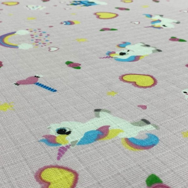 birlik1952 müslin kumaş muslin fabric meter metrelik baby unicorn kalp pembe