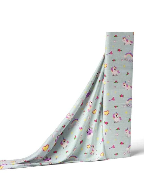 birlik1952 müslin kumaş muslin fabric meter metrelik baby unicorn kalp yeşil