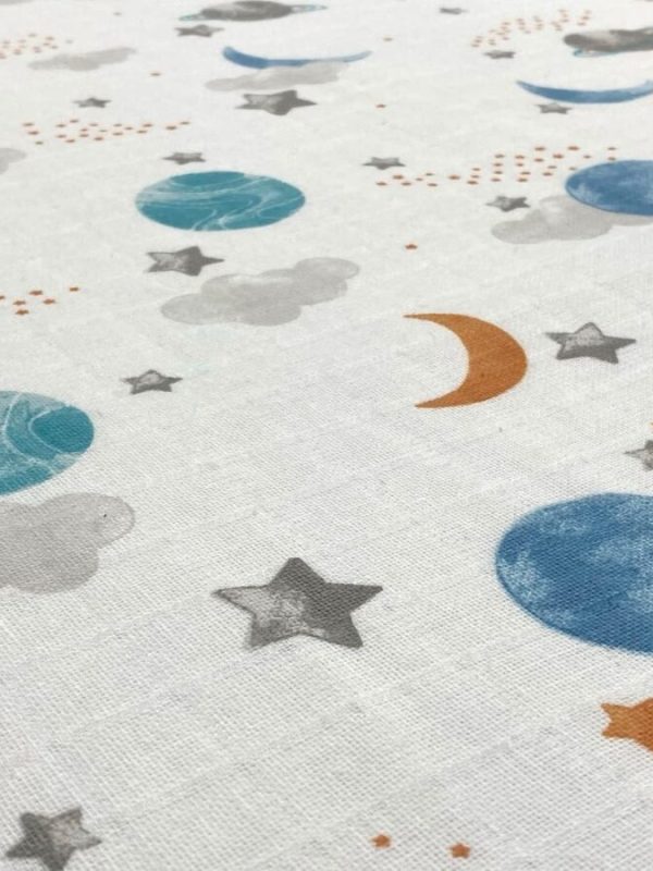 birlik1952 müslin kumaş muslin fabric meter metrelik baby uzay planet