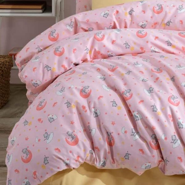 birlik1952 poplin nevresim takımı pamuklu bed linen ay kedi