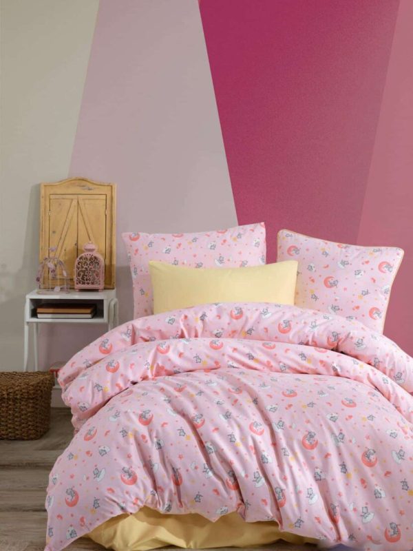 birlik1952 poplin nevresim takımı pamuklu bed linen ay kedi