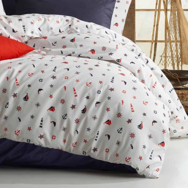 birlik1952 poplin nevresim takımı pamuklu bed linen denizci