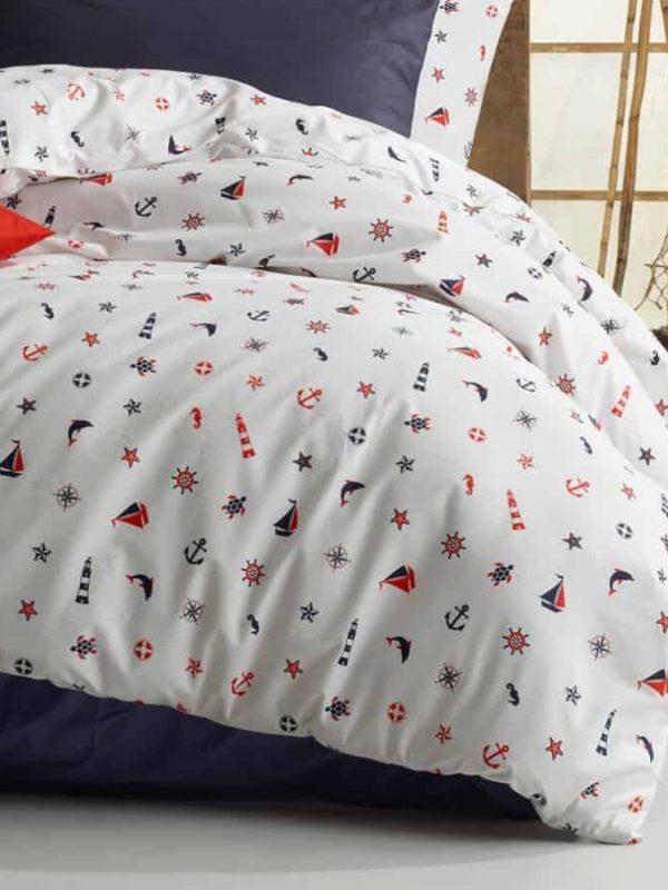 birlik1952 poplin nevresim takımı pamuklu bed linen denizci