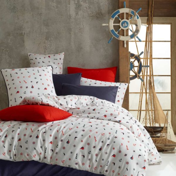 birlik1952 poplin nevresim takımı pamuklu bed linen denizci