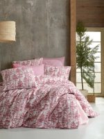 birlik1952 poplin nevresim takımı pamuklu bed linen dikey ağaç pembe