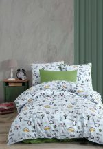 birlik1952 poplin nevresim takımı pamuklu bed linen dikey dino