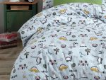 birlik1952 poplin nevresim takımı pamuklu bed linen dikey dino