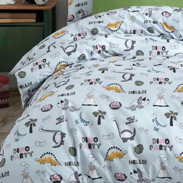 birlik1952 poplin nevresim takımı pamuklu bed linen dikey dino