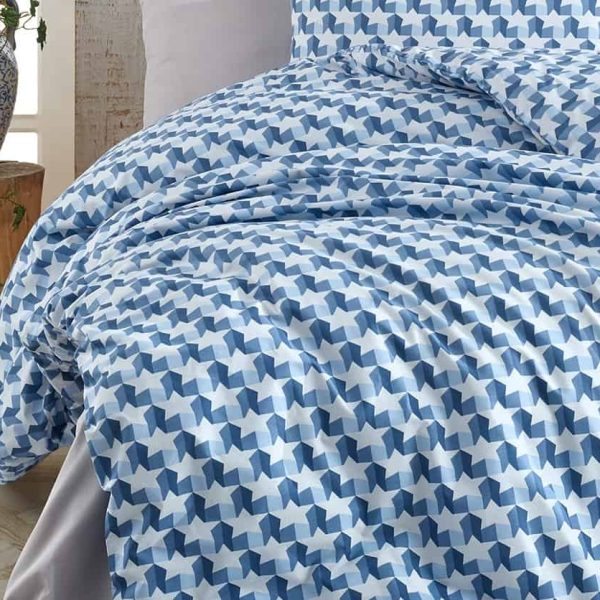 birlik1952 poplin nevresim takımı pamuklu bed linen dikey geometrik yıldız