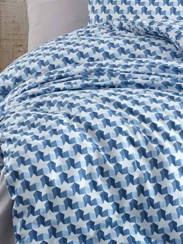 birlik1952 poplin nevresim takımı pamuklu bed linen dikey geometrik yıldız
