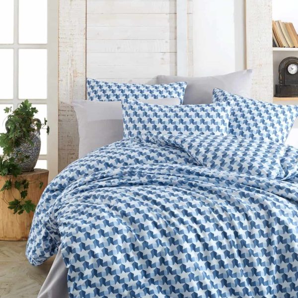 birlik1952 poplin nevresim takımı pamuklu bed linen dikey geometrik yıldız