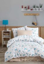 birlik1952 poplin nevresim takımı pamuklu bed linen dikey gökkuşağı yıldız