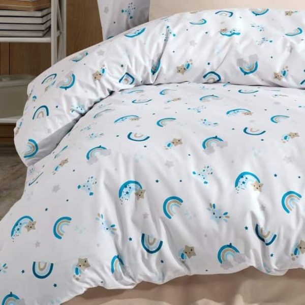 birlik1952 poplin nevresim takımı pamuklu bed linen dikey gökkuşağı yıldız