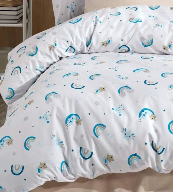birlik1952 poplin nevresim takımı pamuklu bed linen dikey gökkuşağı yıldız