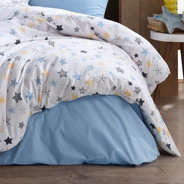 birlik1952 poplin nevresim takımı pamuklu bed linen dikey çizgili yıldız