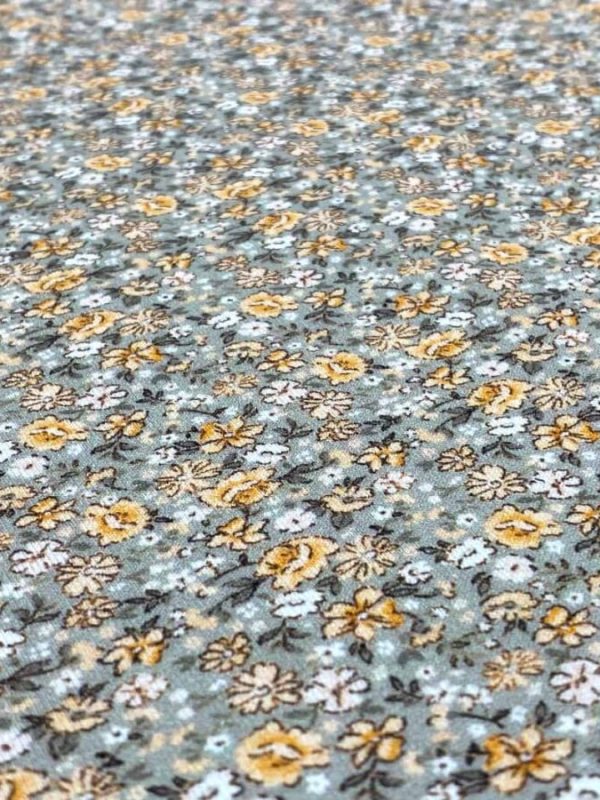 birlik1952 penye kumaş 2 iplik şardonlu elbiselik fabric çıtır çiçek sarı