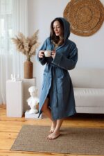 birlik1952 müslin bornoz 2 kat 3 kat 4 kat bathrobe 4 gauze kimono indigo mavi blue