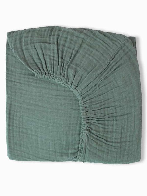 birlik1952 ipliq 4 kat double multi muslin müslin bebek çocuk lastikli çarşaf baby bed sheet linen crinkle green çağla yeşil