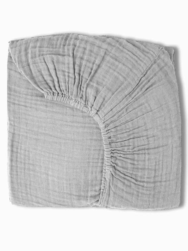 birlik1952 ipliq 4 kat double multi muslin müslin bebek çocuk lastikli çarşaf baby bed sheet linen crinkle gri grey